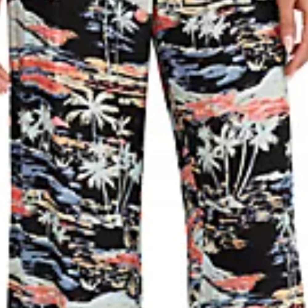 Free People Blue Lagoon Tropical Drawstring Lounge Pant size Medium - Picture 2 of 4